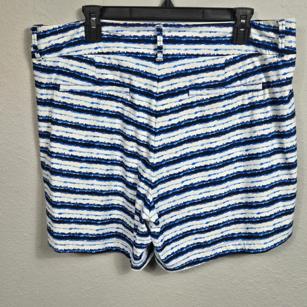 Spanx Sunshine Shorts 6 Inch Blue White Stripe Print Coastal Summer Womens 1X‎